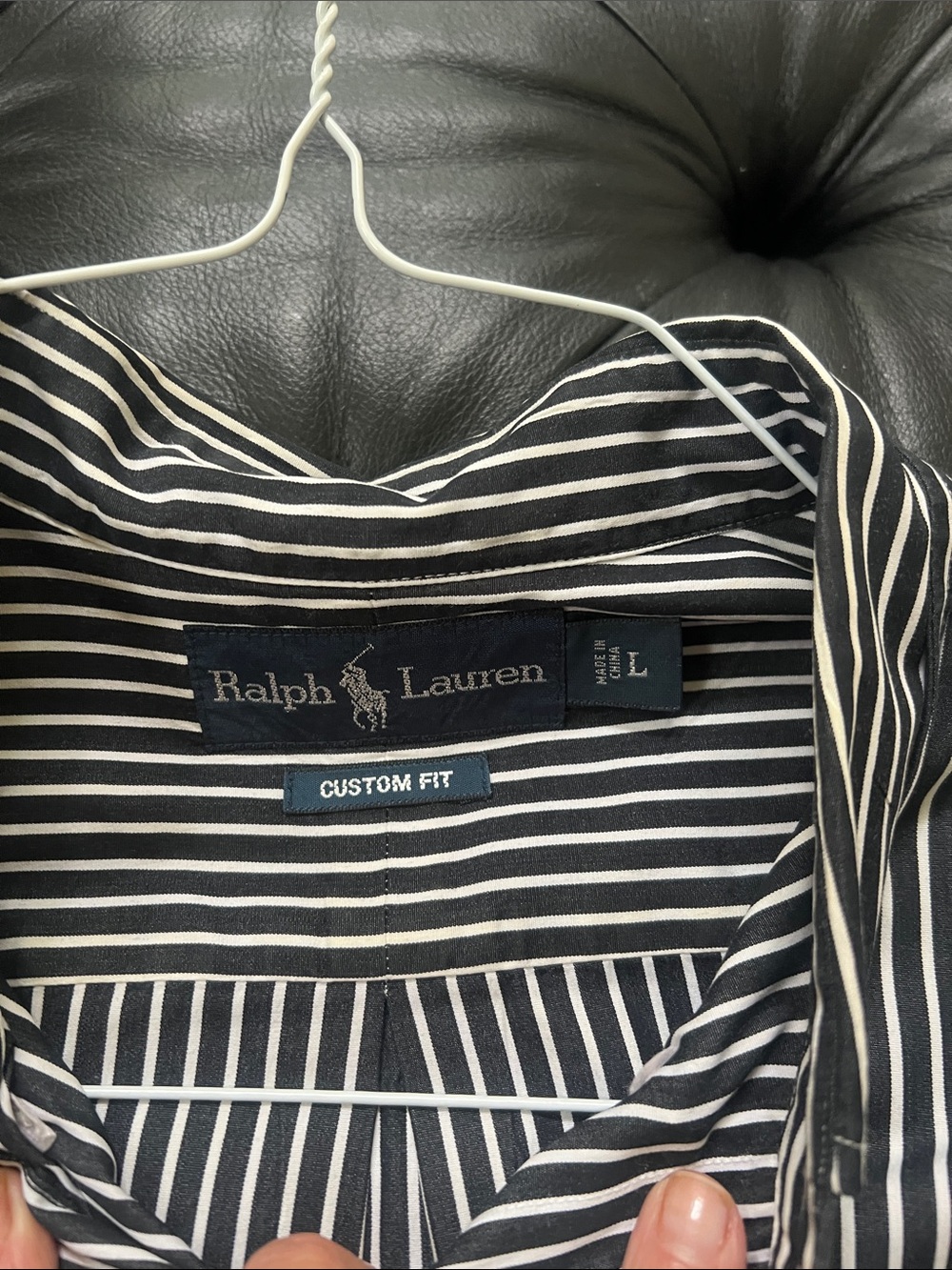 Ralph Lauren Black & White Vertical Stripe Button-Down Shirt men’s large - Picture 3 of 4